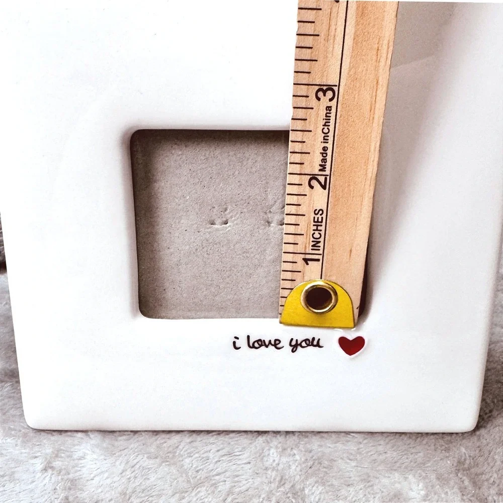 Russ White Ceramic‎ I Love You Heart Love Picture Frames Set of 2 Romantic Decor
